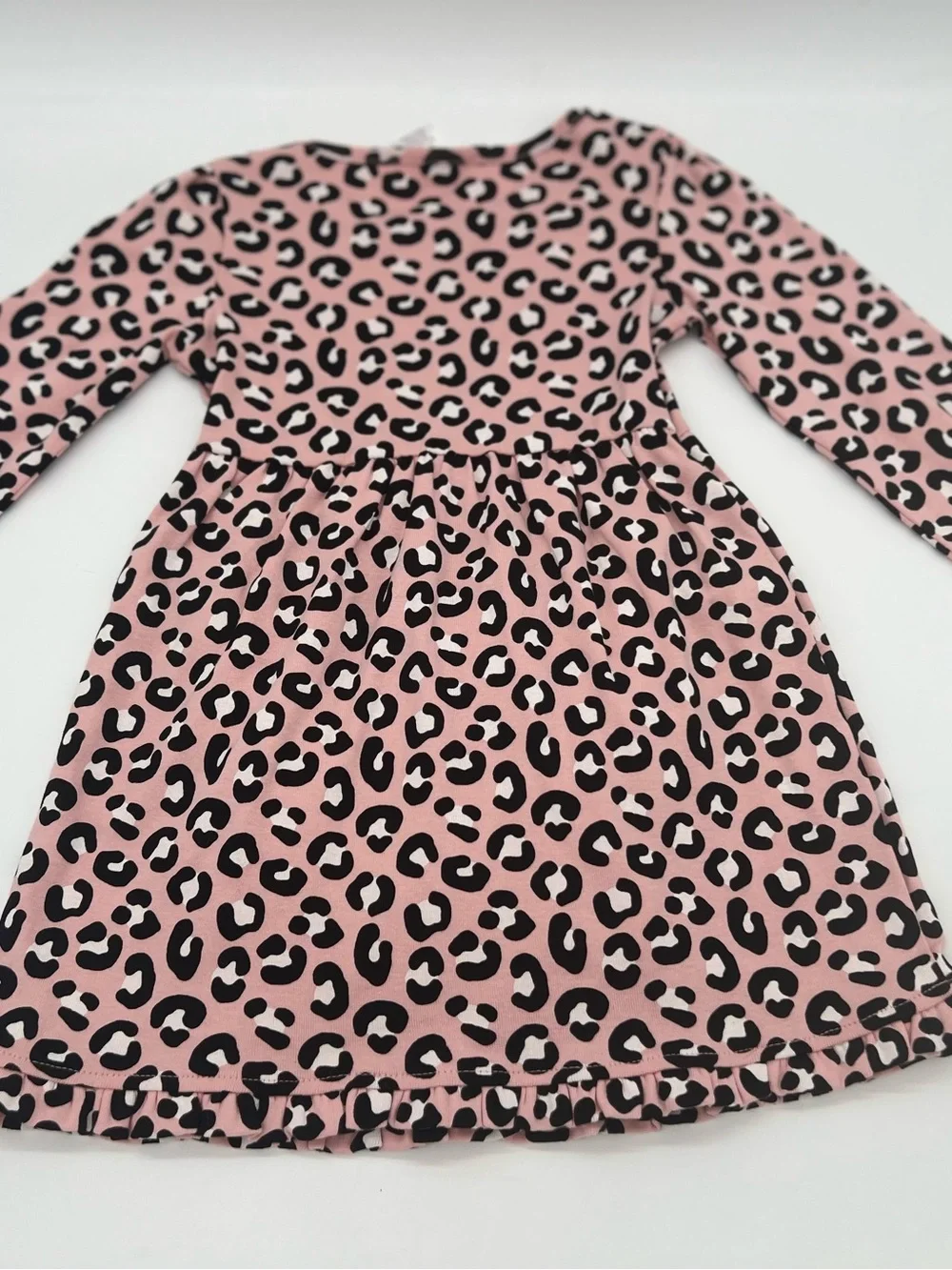 Gymboree Girls Pink Brown Long Sleeve Bow Dress 100% Cotton 2T